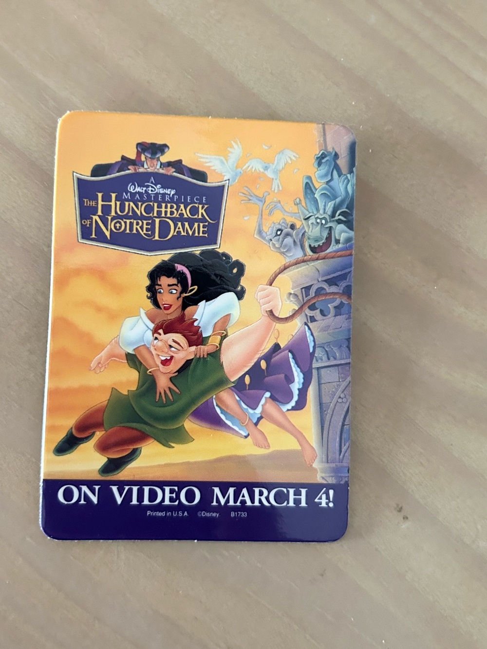 Vintage Disney Hunchback of Notre Dame Promo Pin VHS Release 1997
